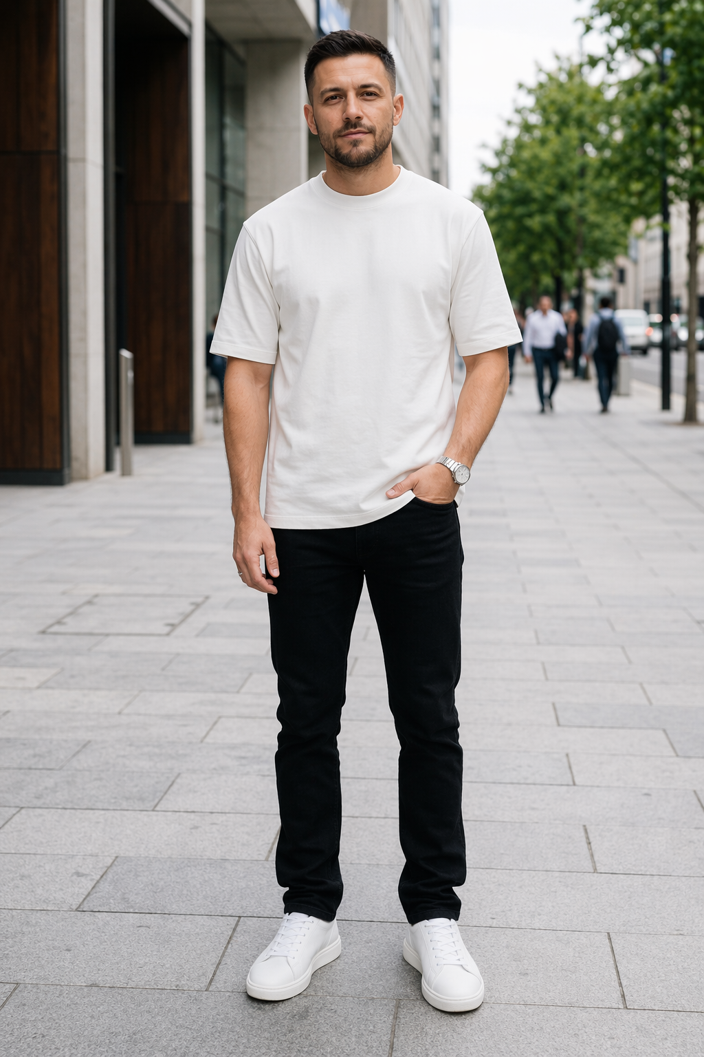 Vinny Walker standing outside with a translucent brand-colored overlay