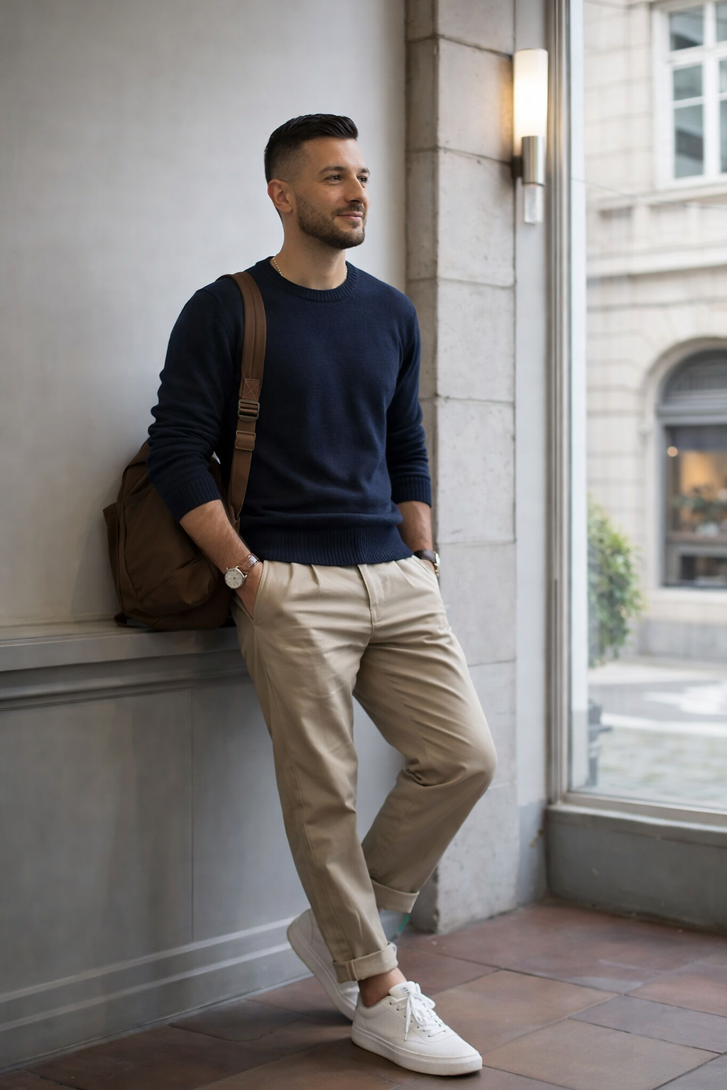 Vinny Walker near a window with a translucent dark brand-colored overlay
